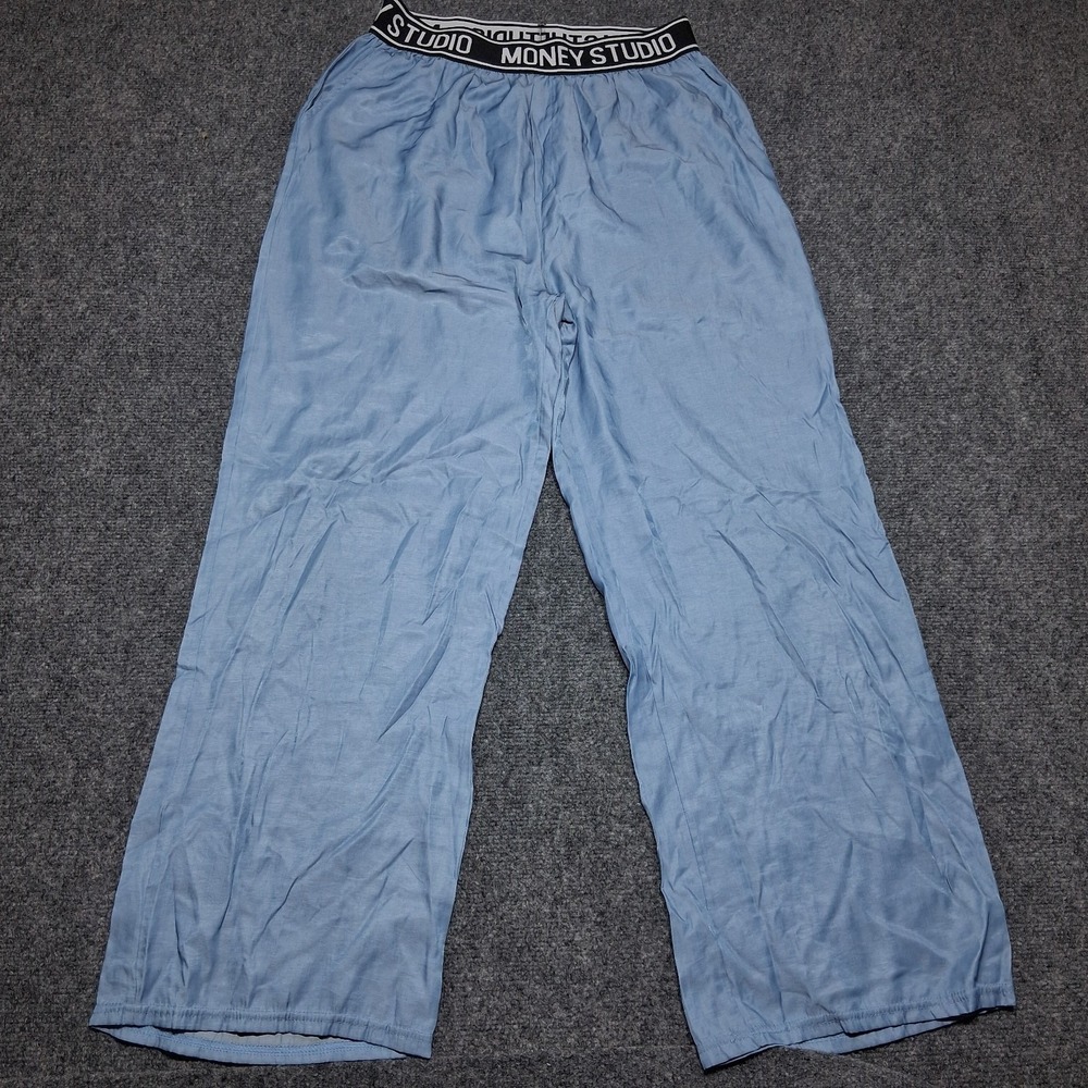 Money‎ Studio Blue Wide Leg Lounge Pants Logo Waistband 4XL Streetwear Relaxed